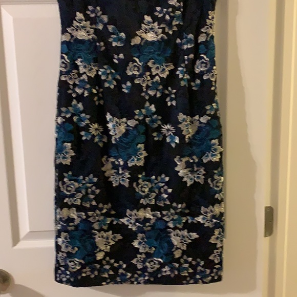 White House Black Market Dress Size 6 blue silver - Picture 3 of 14